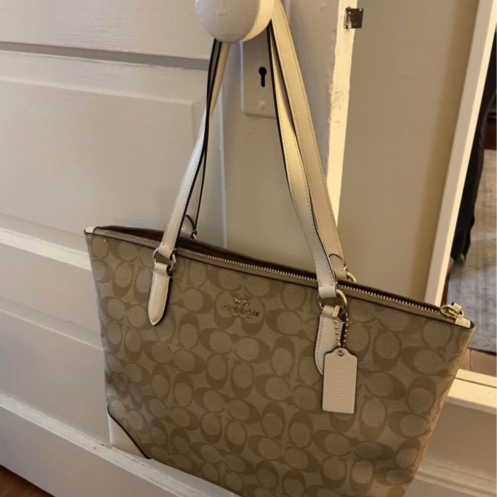 Coach Beige Signature Tote